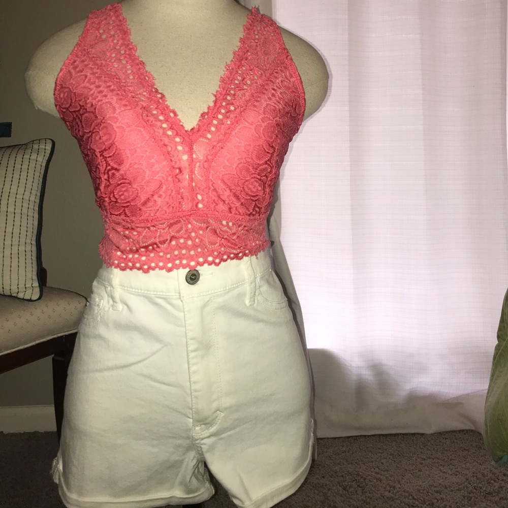 Coral lace bralette/top